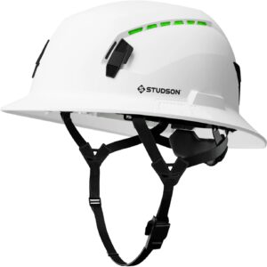 STUDSON SHK-1 Full Brim Safety Helmet Vented: ANSI/ISEA Z89.1 Type II Compliant (R 2019), Lightweight & Breathable, NFC Emergency Contact Chip, One Size, Class C Protection